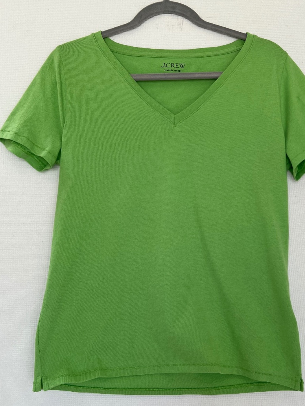 J.Crew Vintage Cotton V-Neck T-Shirt Green Short Sleeve Tee Cotton XS